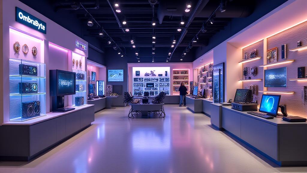 L'interno moderno e accogliente del negozio OmbraByte a Roma