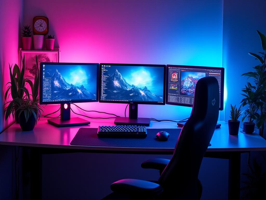 Postazione PC gaming ad alte prestazioni con illuminazione RGB personalizzata
